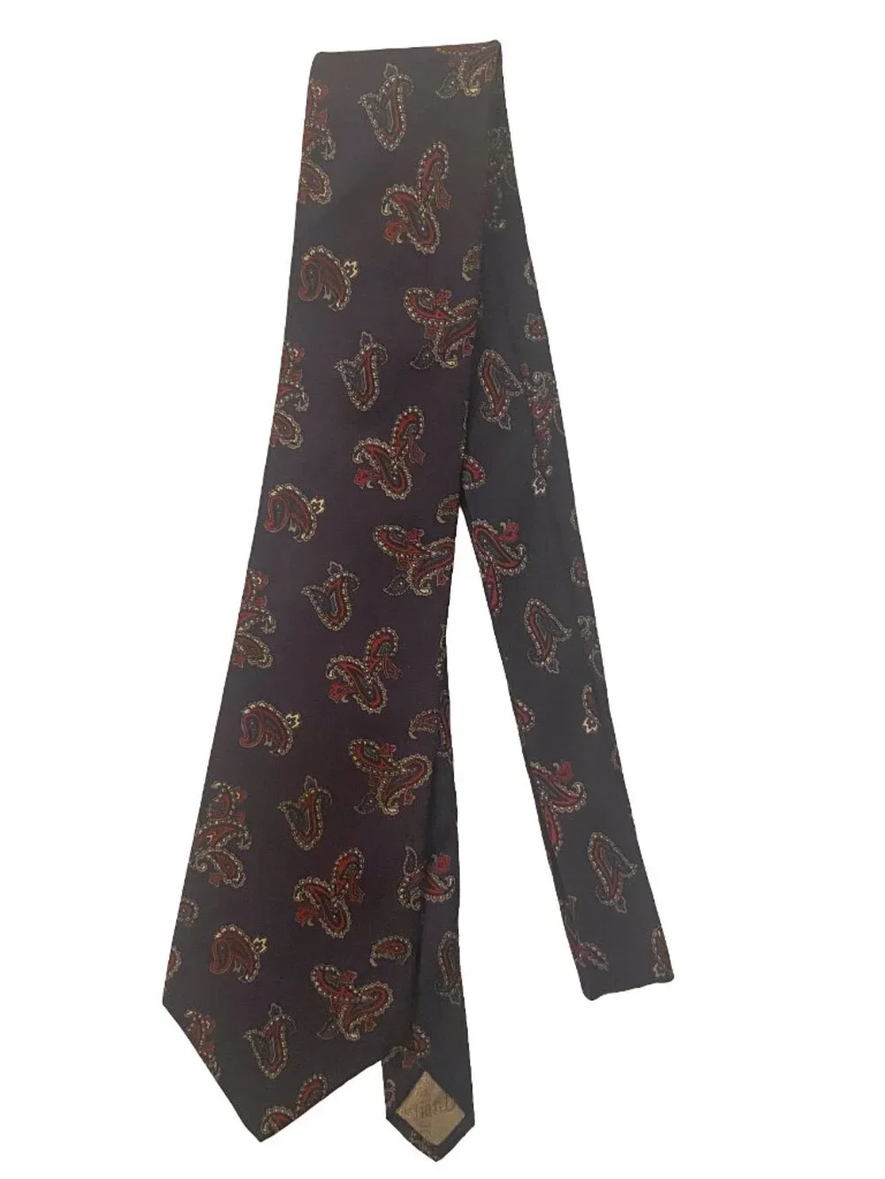 Christian Dior Classic Paisley Men's Tie in Navy Blue and Red Business Preppy